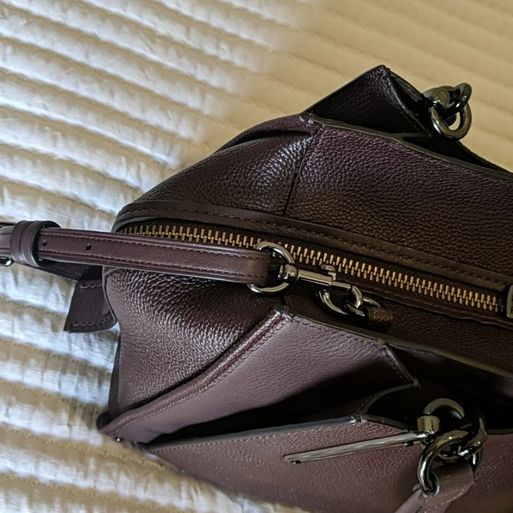 Coach Pebbled Leather Satchel - Deep Plum